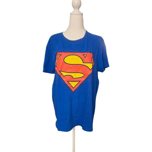 Men's Size Large Blue Iron On Superman Emblem T-shirt - Picture 1 of 6